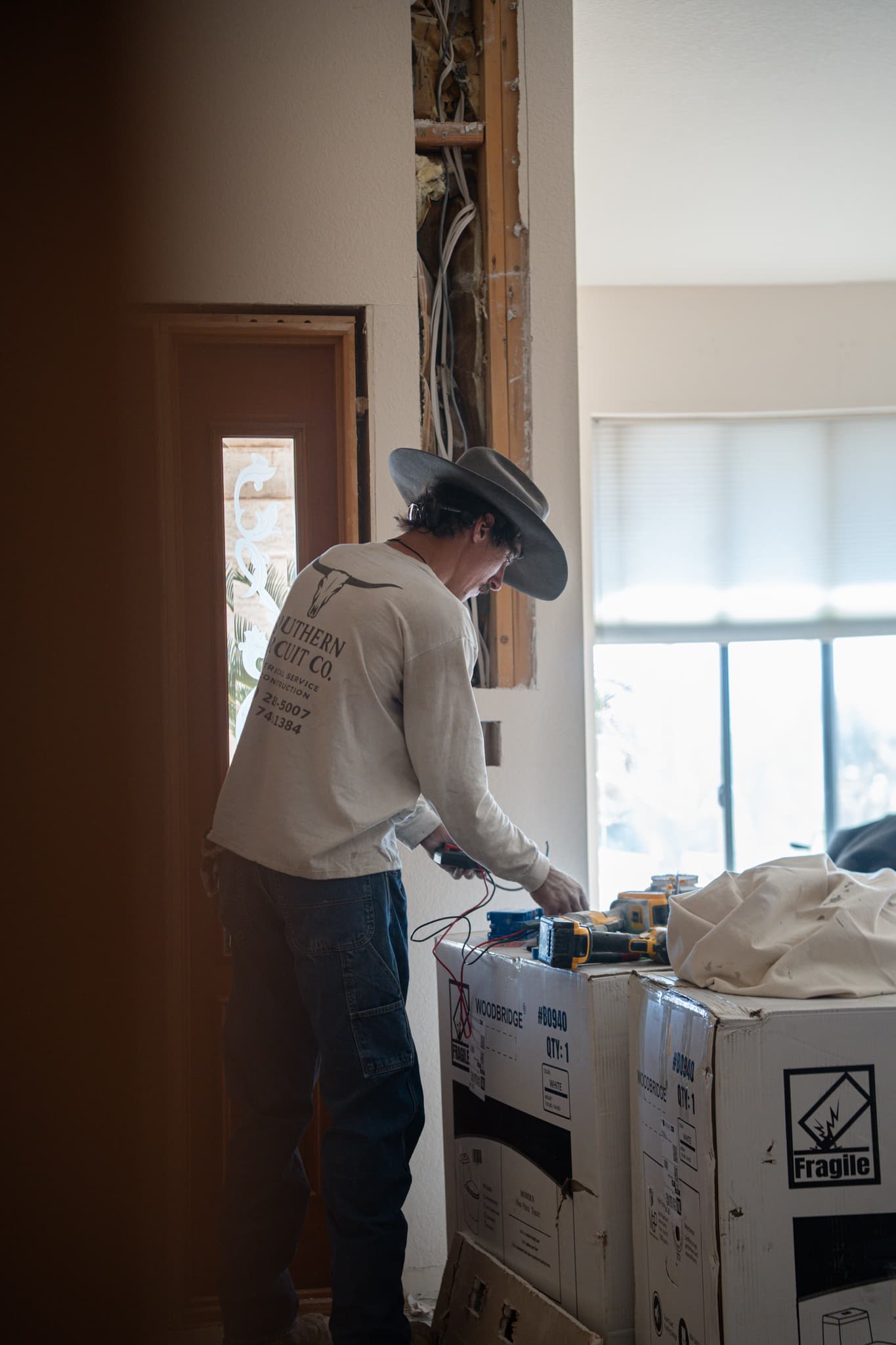 Wiring work during a residential remodel